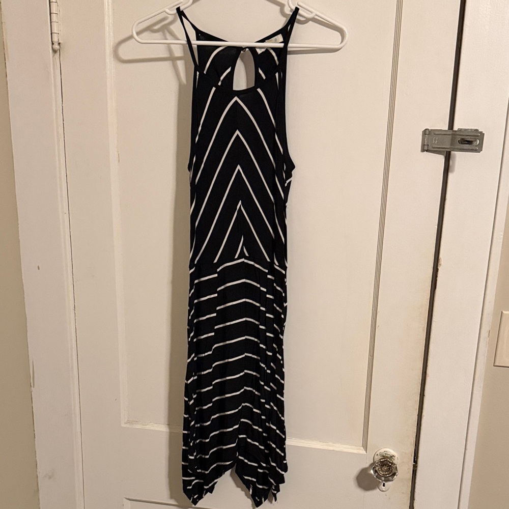 love, Fire Black and White Asymmetrical Dress